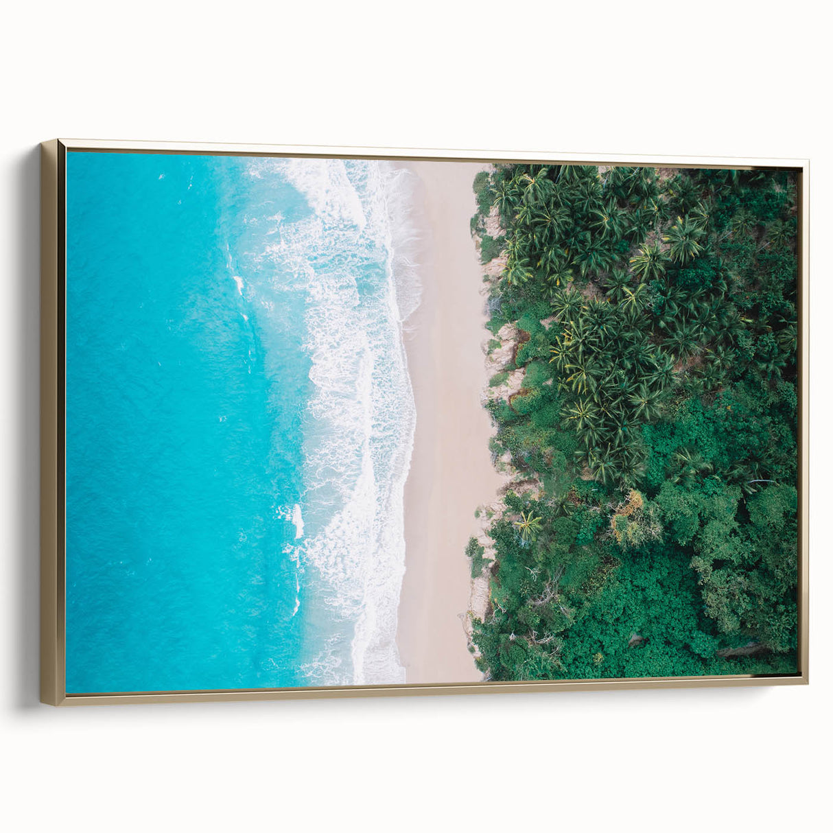 Framed canvas depicting a vintage-style Colombian landscape in muted earth tones, ideal for bedroom wall art.