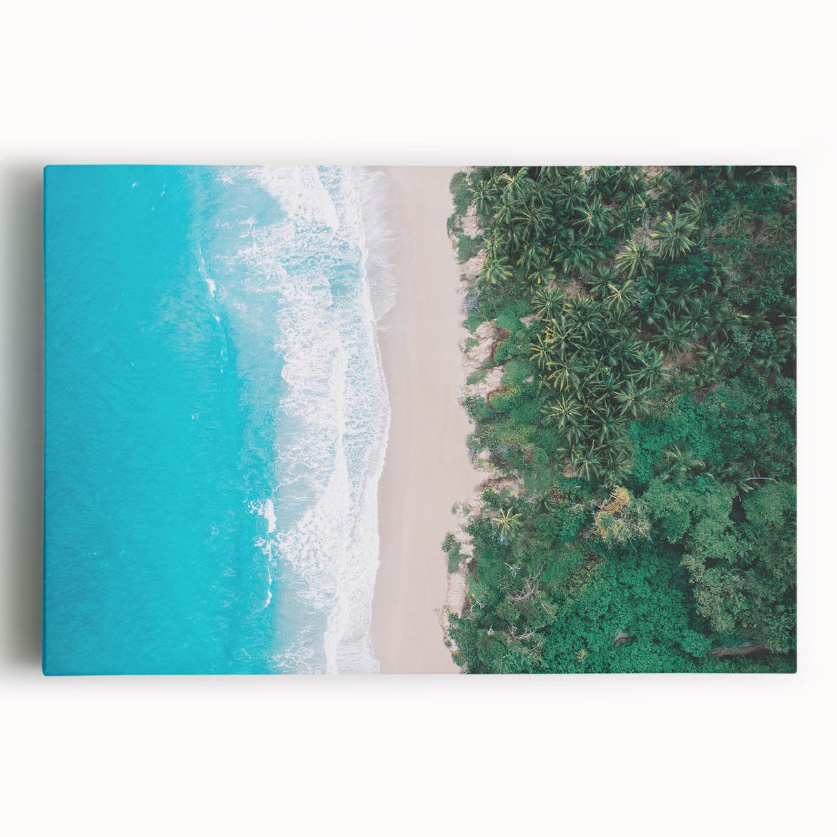 Large black and white stretched canvas featuring a scenic view of a Colombian landscape, ideal for kitchen wall art.