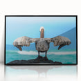 Large abstract wall art featuring a Galapagos scenery in black and white tones, acrylic framed.