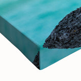 Large art of a black and white Galapagos landscape on stretched canvas, suitable for bedroom wall decor.