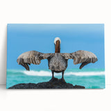 Black and white stretched canvas of Galapagos scenery, ideal for kitchen wall art or bedroom decor.