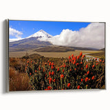 Landscape art painting of Ecuadorian scenery on framed canvas.