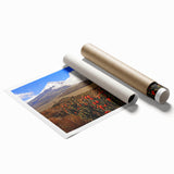Extra large rolled print of Ecuador scenery with vivid green and floral elements, ideal for classy bathroom wall art.