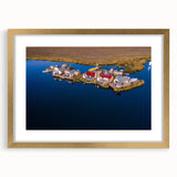 Extra large abstract art print of a textured South American scenery in Peru, framed in gold, suited for living room decor.