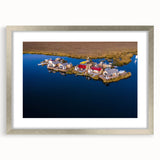 Textured abstract art print depicting a Peruvian landscape in muted earth tones, framed in silver, ideal for bedroom art.