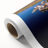 Art deco poster of a scenic view in Peru, featuring earthy tones on rolled canvas, ideal for nursery wall art.