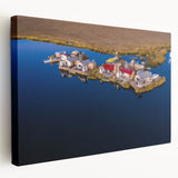 Side view of a stretched canvas featuring a scenic depiction of a South American landscape in Peru, with earthy tones.