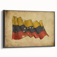 Black and white framed canvas of a vintage Venezuelan landscape, ideal for bedroom wall decor.