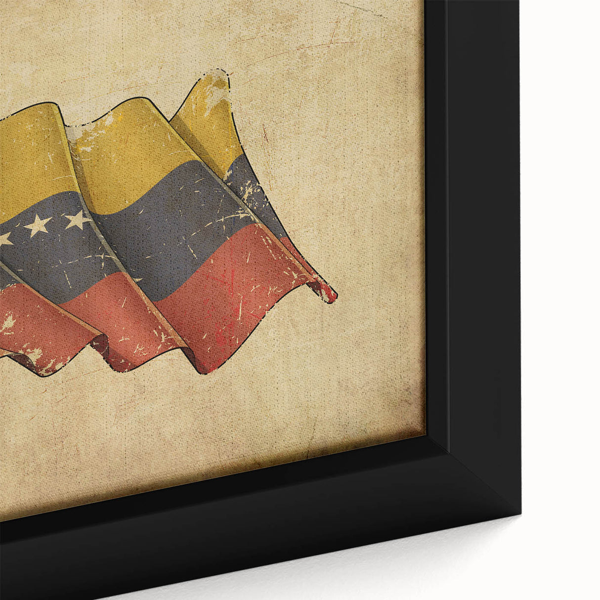 Extra large framed canvas featuring textured, colorful art of a Venezuelan scenery, ideal for living room decor.