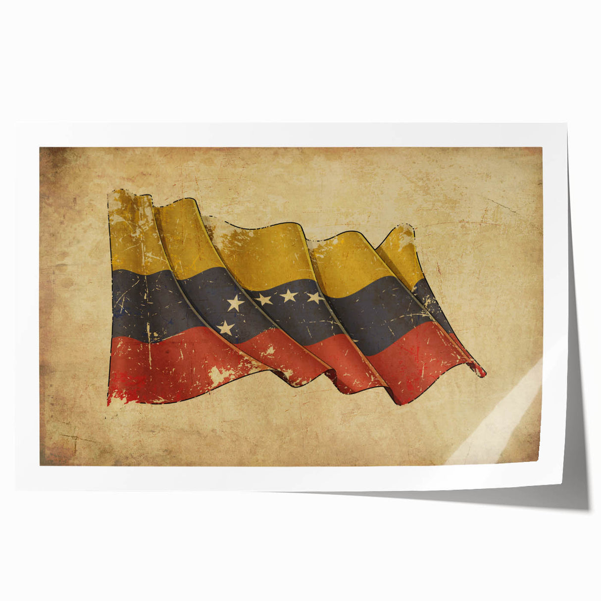 Extra large rolled print of a Venezuelan landscape with vibrant green and earth tones, ideal for art wall dining room.