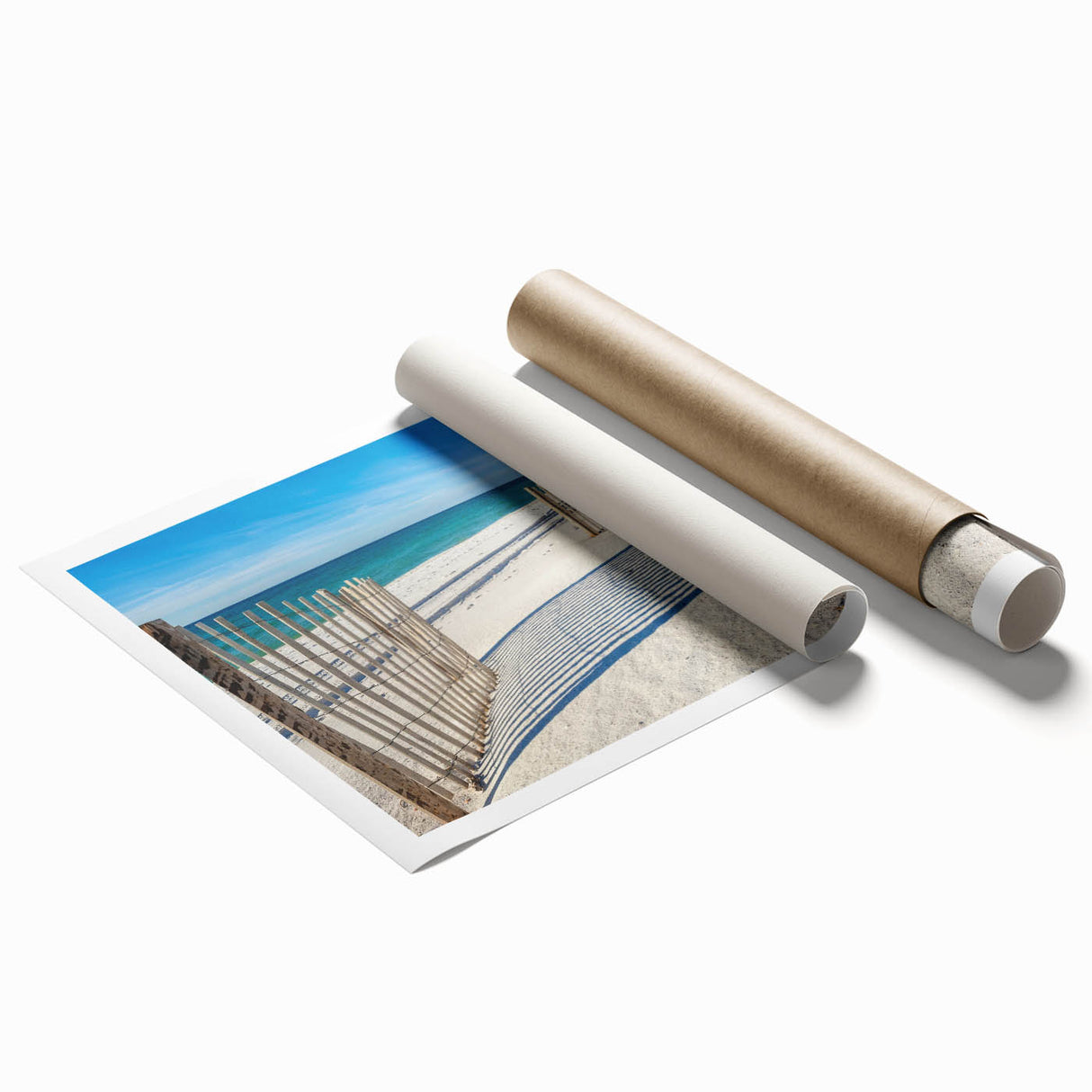 Rolled print of Alabama scenery with vibrant floral elements, ideal for classy bathroom wall art.