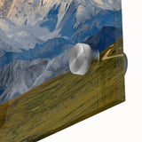 Large abstract depiction of Denali, Alaska in muted earth tones on acrylic glass.