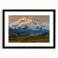 Extra large abstract art print of Denali, Alaska in vibrant, colorful textures on a black framed canvas.