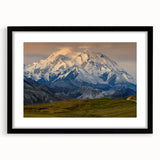 Extra large abstract art print of Denali, Alaska in vibrant, colorful textures on a black framed canvas.