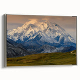 Landscape art painting of Denali, Alaska, featuring a colorful mountain scene on a framed canvas.