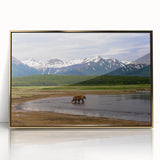 Large art print of an Alaskan landscape in muted earth tones on a framed acrylic, ideal for modern art wall decor.