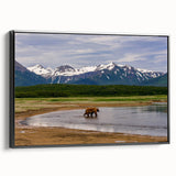 Black and white wall art of an Alaskan landscape on framed canvas, ideal for bedroom decor.