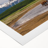 Art deco poster featuring a serene Alaska landscape in cool blue tones on rolled canvas, ideal for dining room decor.