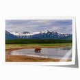 Extra large rolled print of Alaskan scenery with vivid floral elements, ideal for art wall dining room.