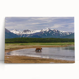 Black and white photo of Alaska scenery on stretched canvas, ideal for kitchen wall art or bedroom ambiance.