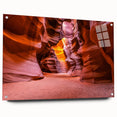 Acrylic print of Antelope Canyon in Arizona, showing red and orange rock formations.