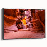 Black and white framed canvas of Arizona's Antelope Canyon landscape, ideal for bedroom wall art.