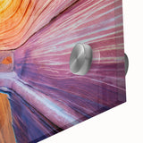 Mid-century modernist acrylic print of Arizona's Coyote Buttes in muted earth tones, ideal for dining room art.