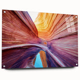 Acrylic print of Arizona's Coyote Buttes landscape, featuring earthy orange and red tones, ideal for dining room decor.