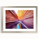 Textured art depicting Arizona's Coyote Buttes in soft earth tones on a framed print, suitable for bedroom decor.