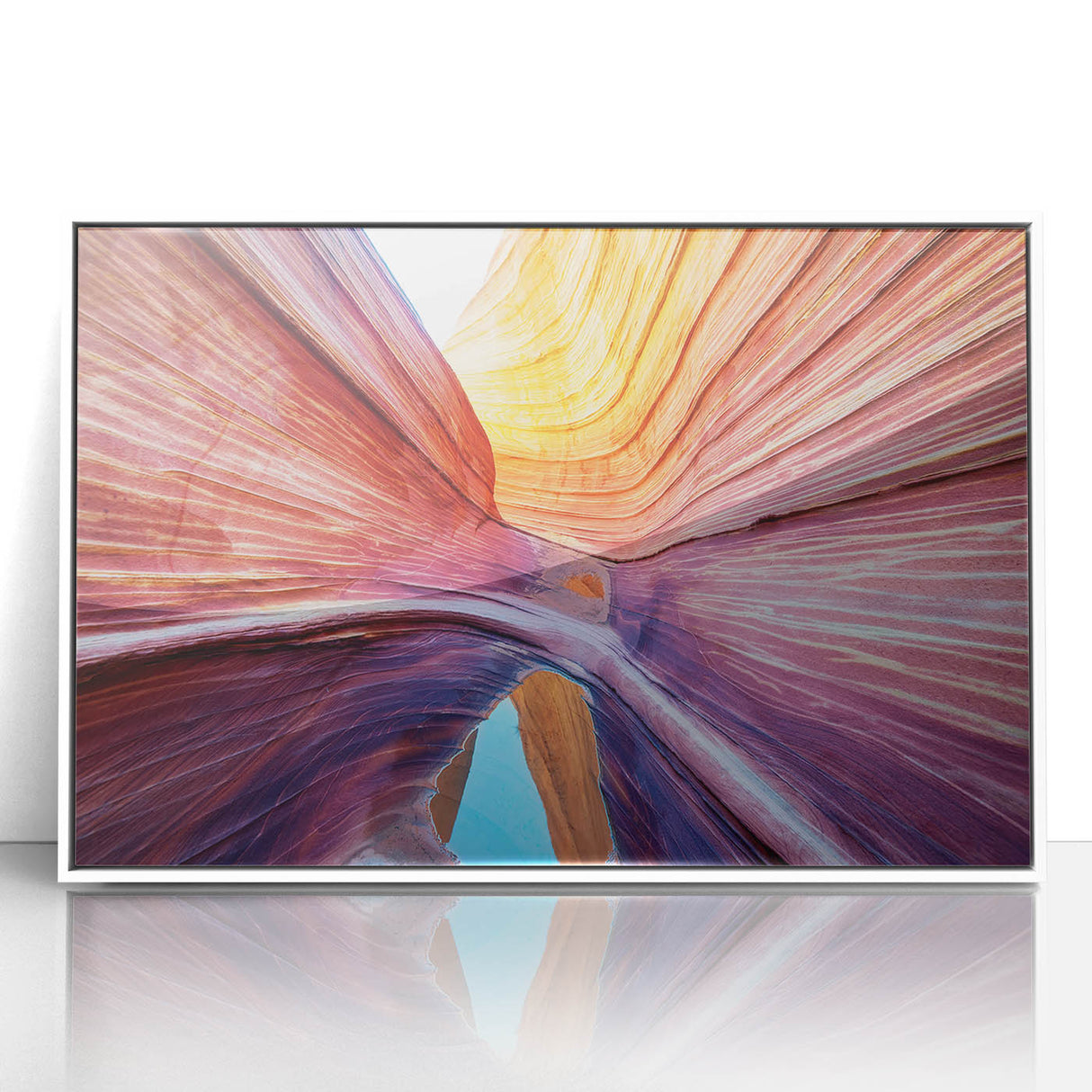 Acrylic framed print of Coyote Buttes in Arizona, displaying earthy red and orange tones, suitable for modern art wall decor.