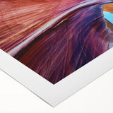 Art deco poster of Arizona's Coyote Buttes, featuring earthy red and orange tones on a rolled canvas.