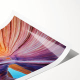 Extra large wall art of Coyote Buttes in Arizona, featuring earthy red and orange tones on a rolled print.