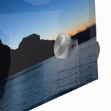 Mid-century modernist large abstract wall art of Lake Powell in muted earth tones on acrylic glass.