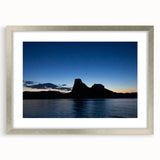 Textured abstract art print of Arizona's Lake Powell in muted earth tones on a framed canvas, suitable for bedroom decor.