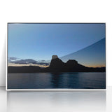 Modern art wall decor featuring Lake Powell, Arizona, in muted earth tones on a white framed acrylic print.