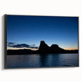 Framed canvas featuring a black and white landscape of Lake Powell, ideal for bedroom wall decor.