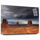 Acrylic print of Monument Valley in muted earth tones, suitable for bedroom or dining room decor.