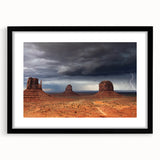 Extra large framed wall art of Monument Valley in vibrant, textured colors, ideal for living room decor.