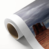 Art deco poster of Monument Valley in pastel shades on rolled canvas, suitable for nursery wall art or dining room.