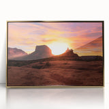 Large art print of Sedona landscape in muted earth tones on framed acrylic, ideal for modern art wall decor.
