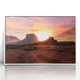 Modern art wall decor featuring a serene Sedona landscape in acrylic, framed in white, suitable for nursery settings.