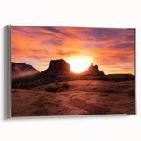 Framed canvas of Sedona landscape with vibrant red and orange tones, ideal for a modern living room.