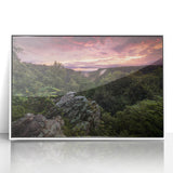 Art deco style poster depicting the Arkansas scenery in muted earth tones on a framed acrylic.