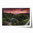Rolled print of Arkansas scenery with vibrant green and floral elements, suitable for art wall dining room.