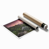 Extra large rolled print of Arkansas scenery with vibrant floral elements, ideal for classy bathroom wall art.