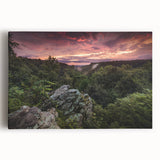 Black and white stretched canvas featuring a detailed Arkansas landscape, suitable for kitchen wall art.