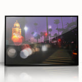 Large abstract wall art depicting Beverly Hills scenery in muted earth tones on a black framed acrylic.