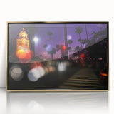 Framed acrylic print of Beverly Hills scenery in gold and green tones, ideal for modern art wall decor.