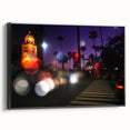 Black and white landscape art painting of Beverly Hills on framed canvas, suitable for bedroom decor.
