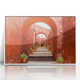 Art deco style poster of Catalina, California in muted pastel shades on framed acrylic, ideal for modern nursery wall art.